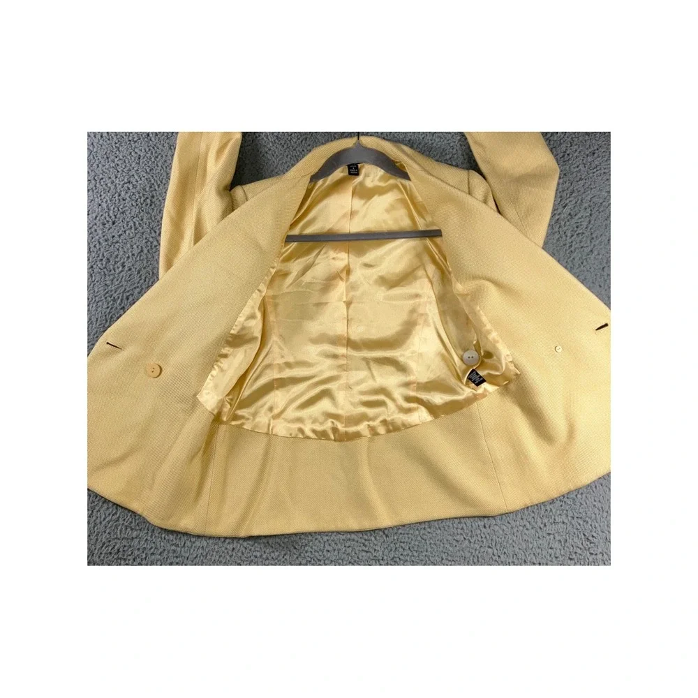 Ellen Tracy Blazer Jacket‎ Women 4 Petite Double Breasted Butter Yellow